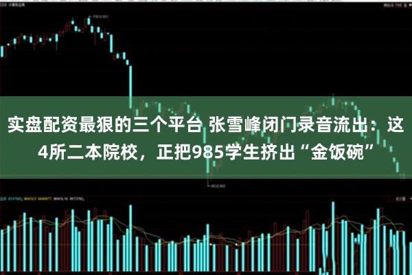 实盘配资最狠的三个平台 张雪峰闭门录音流出：这4所二本院校，正把985学生挤出“金饭碗”